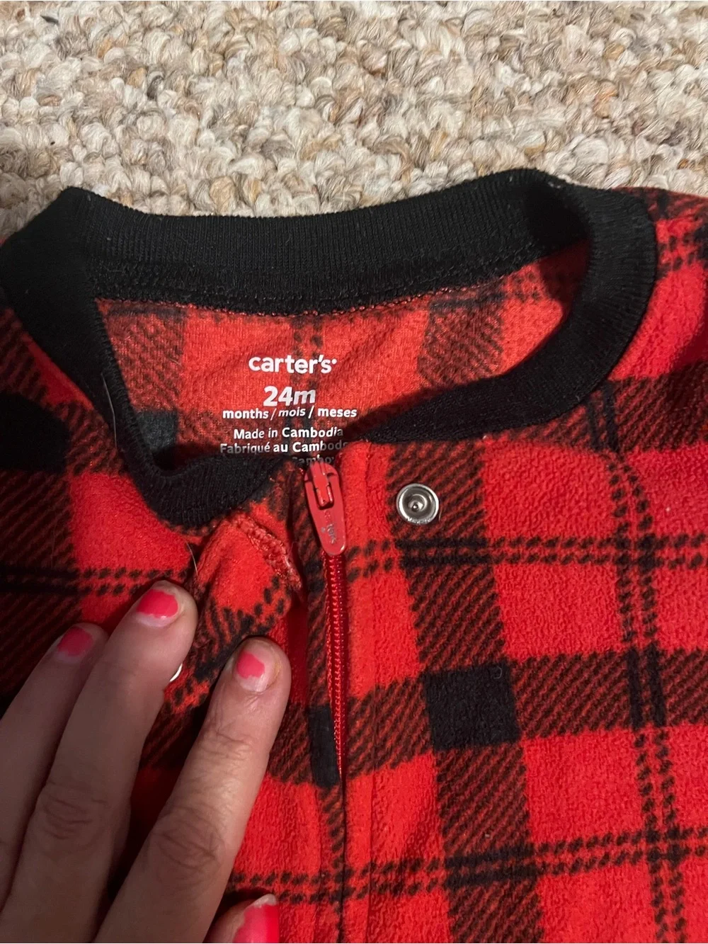 Carter's Red and Black Plaid Fleece Footed Pajamas